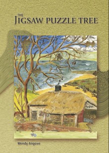 Cover of the book: a smith's cottage, the name AnGof above the door and pieces of jigsaw puzzle missing